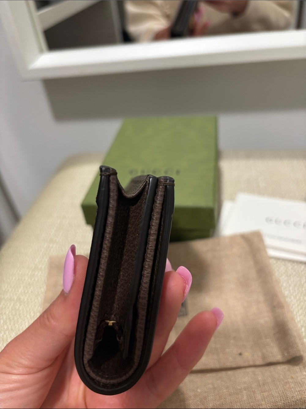 Gucci Brown GG Supreme Canvas Wallet with Web Stripe - Picture 5 of 9